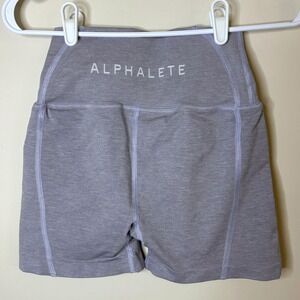 Alphalete Athletics Purple Heathered‎ High Waisted Biker Gym Shorts Womens Small